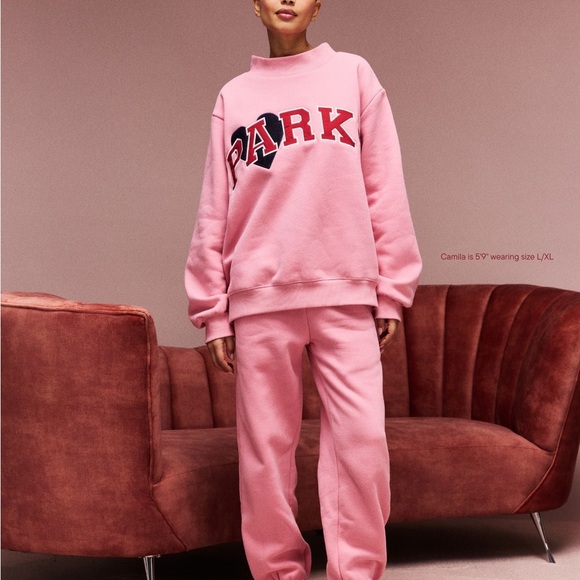 Parke Jean Heart Varsity Mockneck Blush + Crimson

Can ship ASAP - Picture 2 of 2